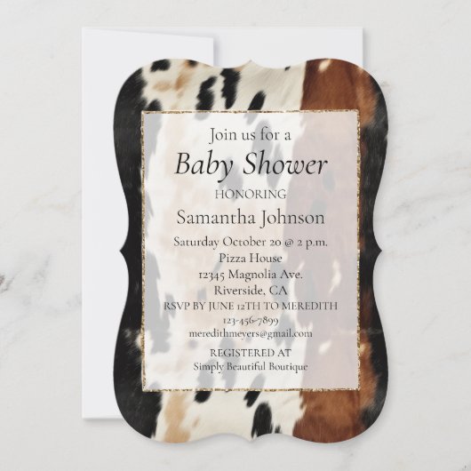 Western Brown Cream Cowhide Einladung (Vorderseite)