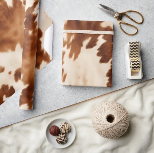 Western Brown Cream Cowhide Geschenkpapier (Kunsthandwerk)