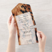 Western Brown Cream Cowhide Hochzeit All In One Einladung (Abreißen)