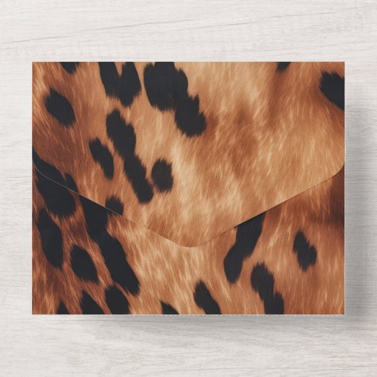 Western Brown Cream Cowhide Hochzeit All In One Einladung (Rückseite)