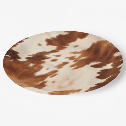 Western Brown Cream Cowhide Pappteller (Schrägansicht)