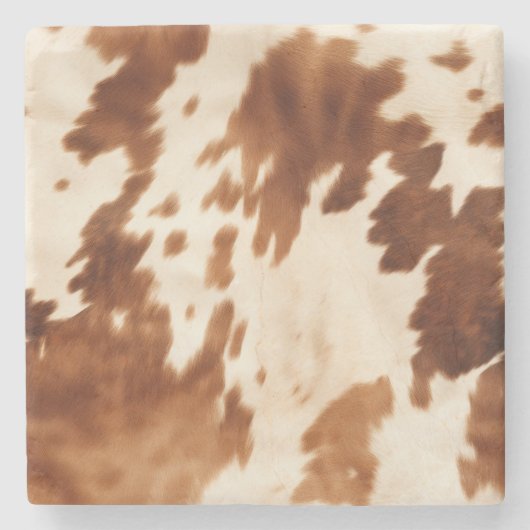 Western Brown Cream Cowhide Steinuntersetzer (Vorderseite)
