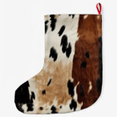 Western Brown Cream Cowhide Tiername Großer Weihnachtsstrumpf (Rückseite)