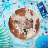 Western Brown Cream Floral Cowgirl Hut Pappteller (Party)