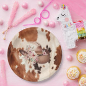Western Brown Cream Floral Cowgirl Hut Pappteller (Party)