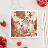 Western Brown Cream Floral Cowgirl Stiefel Serviette (Beispiel)