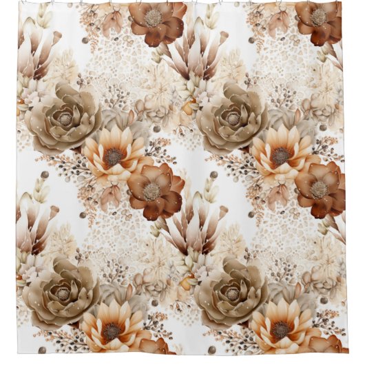 Western Brown Cream Southwest Floral Duschvorhang (Vorderseite)