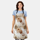 Western Brown Cream Southwest Floral Schürze (Getragen)