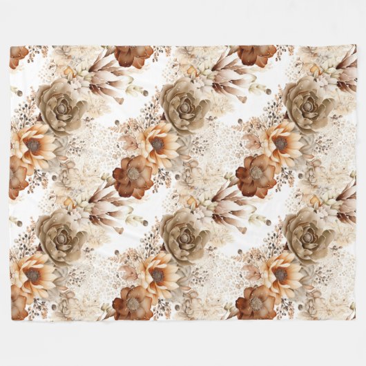 Western Brown Cream Südwest Floral Fleecedecke (Vorderseite (Horizontal))