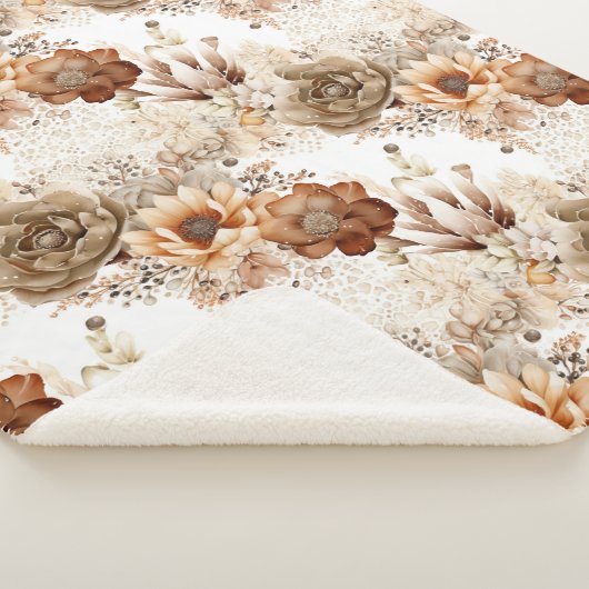 Western Brown Cream Südwest Floral Sherpadecke (3/4)