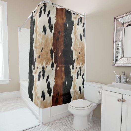 Western Brown Creme Cowhide Tier Duschvorhang (Beispiel)