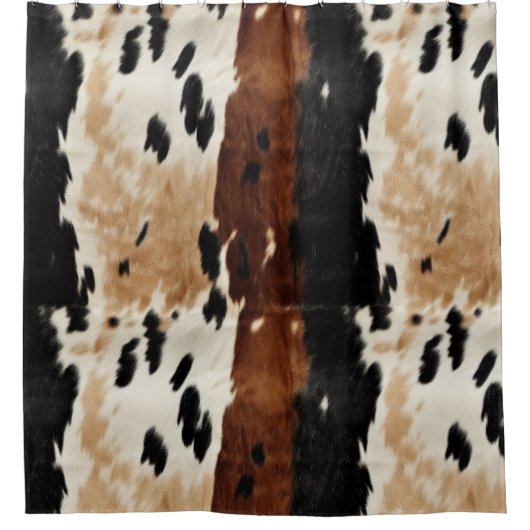 Western Brown Creme Cowhide Tier Duschvorhang (Vorderseite)
