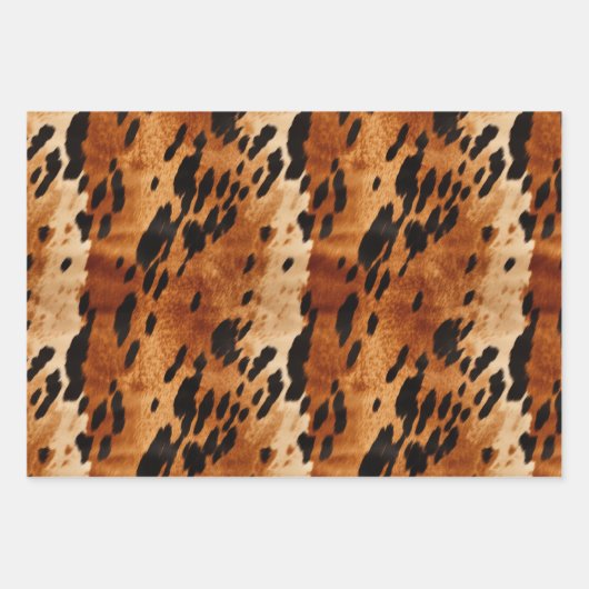 Western Brown Creme Cowhide Tier Geschenkpapier Set (Vorderseite 3)