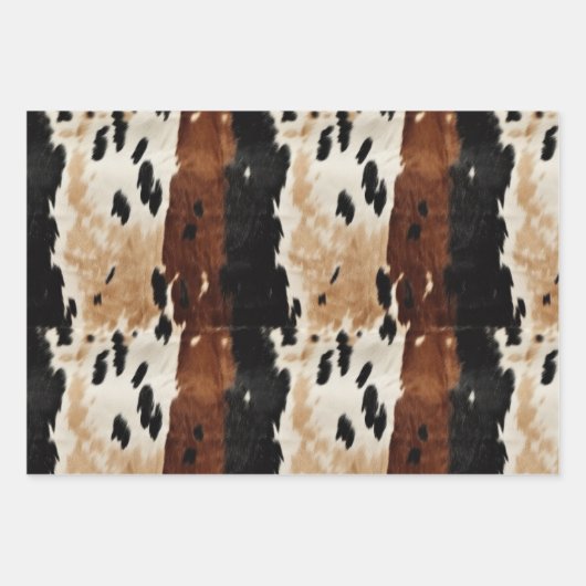 Western Brown Creme Cowhide Tier Geschenkpapier Set (Vorderseite 2)