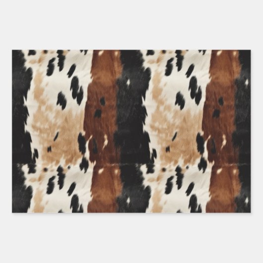 Western Brown Creme Cowhide Tier Geschenkpapier Set (Vorderseite)