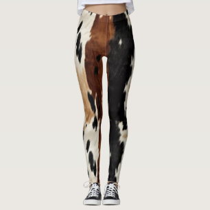 Western Brown Creme Cowhide Tier Leggings