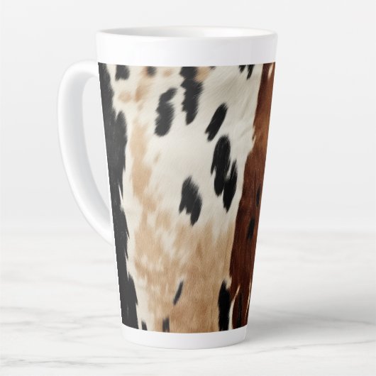 Western Brown Creme Cowhide Tier Milchtasse (Linke Ecke)