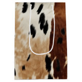 Western Brown Creme Cowhide Tier Mittlere Geschenktüte (Rückseite)