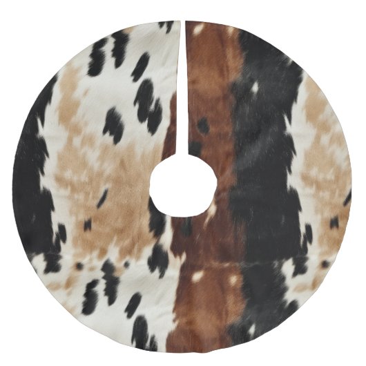Western Brown Creme Cowhide Tier Polyester Weihnachtsbaumdecke (Vorderseite)