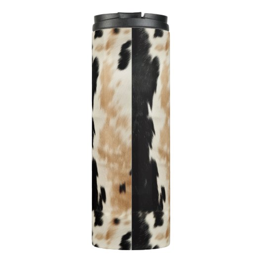 Western Brown Creme Cowhide Tier Thermosbecher (Rückseite)