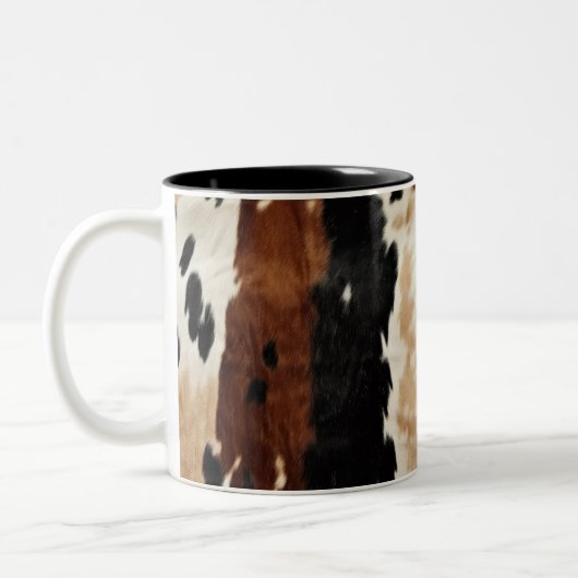 Western Brown Creme Cowhide Tier Zweifarbige Tasse (Links)