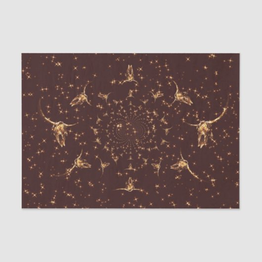 Western Brown Gold Girl Glitzer Skull Seidenpapier (Vorderseite)