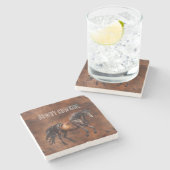 Western Brown Horse Cowboy Cowgirl Steinuntersetzer (Seitenansicht)