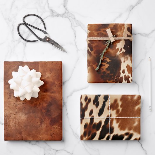 Western Brown Howdy Cowboy Brown Cpwhide Geschenkpapier Set (Vorderseite)