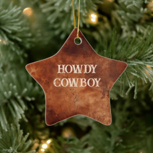 Western Brown Howdy Cowboy Brown Keramik Ornament