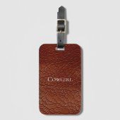 Western Brown Leather Look Animal Gepäckanhänger (Vorderseite Vertikal)