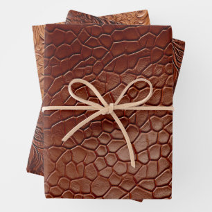 Western Brown Leather Look Animal Geschenkpapier Set