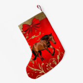 Western-Brown-Pferd auf Rot und Gold Kleiner Weihnachtsstrumpf (Rückseite (Hängend))