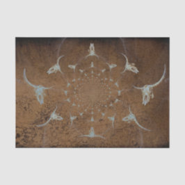 Western Brown Rustic Grunge Abstrakt Bull Skull Seidenpapier