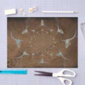 Western Brown Rustic Grunge Abstrakt Bull Skull Seidenpapier (Handwerk)