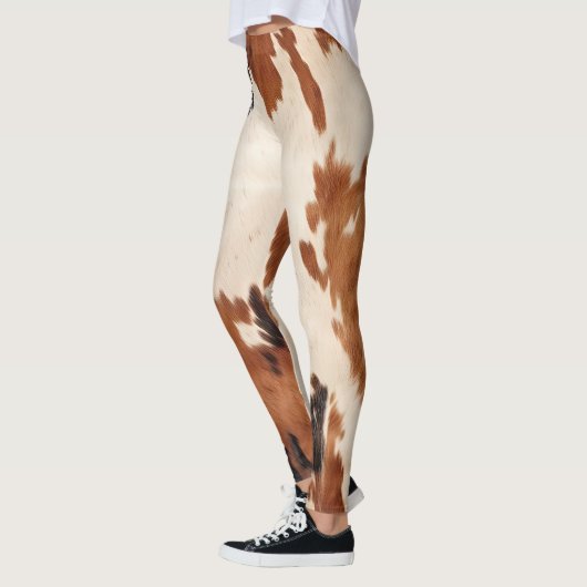 Western Brown Schwarz-weiß Cowhide Leggings (Links)