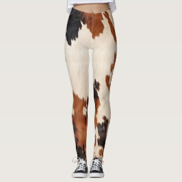 Western Brown Schwarz-weiß Cowhide Leggings