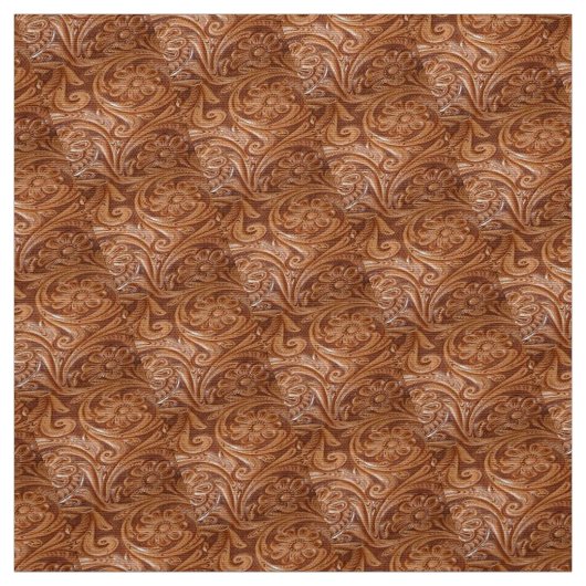 Western Brown Tooling Leather Look Stoff (Muster)