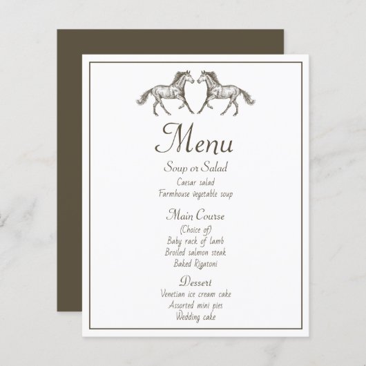 Western Brown Wedding Menu Rustikales Party (Vorne/Hinten)