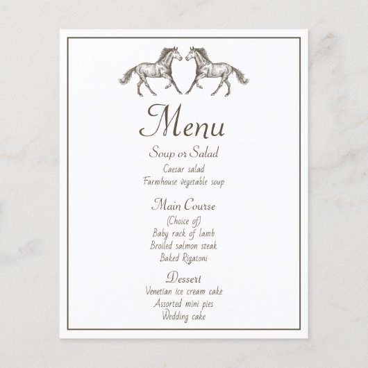 Western Brown Wedding Menu Rustikales Party (Vorderseite)