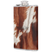 Western Brown White Animal Cowhid Flachmann (Links)