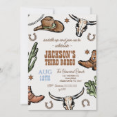 Western Brown Wild West Cowboy Rodeo Geburtstag Einladung (Vorderseite)