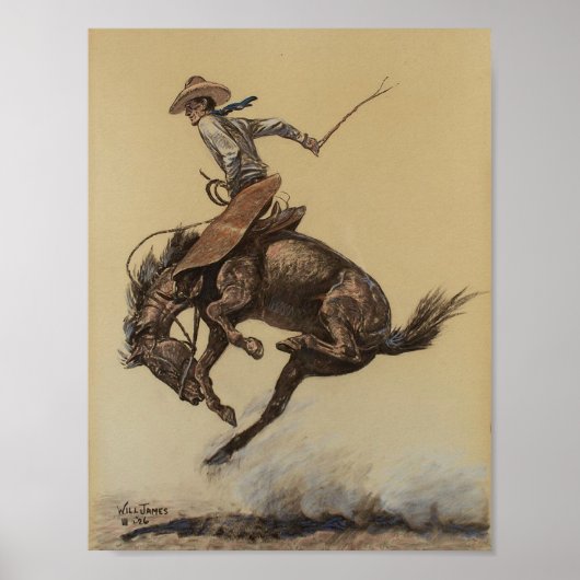 Western "Bucking Horse" von Will James Poster (Vorne)