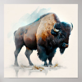 Western Buffalo Art Print Poster