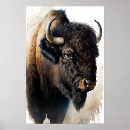 Western Buffalo Art Print Poster