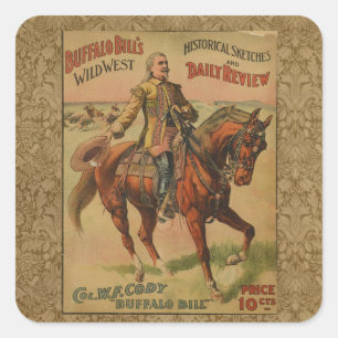Western Buffalo Bill Wild West Quadratischer Aufkleber