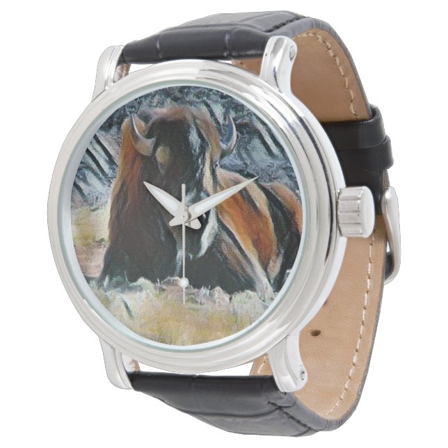 Western Buffalo Foto Art Watch Armbanduhr (Schrägansicht)