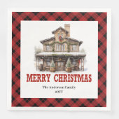 Western Buffalo Plaid Christmas Paper Napkins Serviette (Vorderseite)