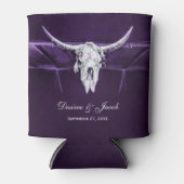 Western Bull Cow Skull Dunkel Lila Weiß Rustikal Dosenkühler (Vorderseite)