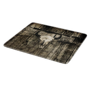 Western Bull Skull Barn Wood Sepia Vintag Rustikal Schneidebrett