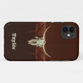Western Bull Skull Brown Rustikales Land Case-Mate iPhone Hülle (Rückseite (Horizontal))